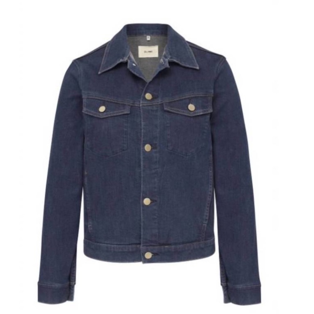 DL 1961 Vika S stretch dark blue denim brushed buttons trucker jacket boxy